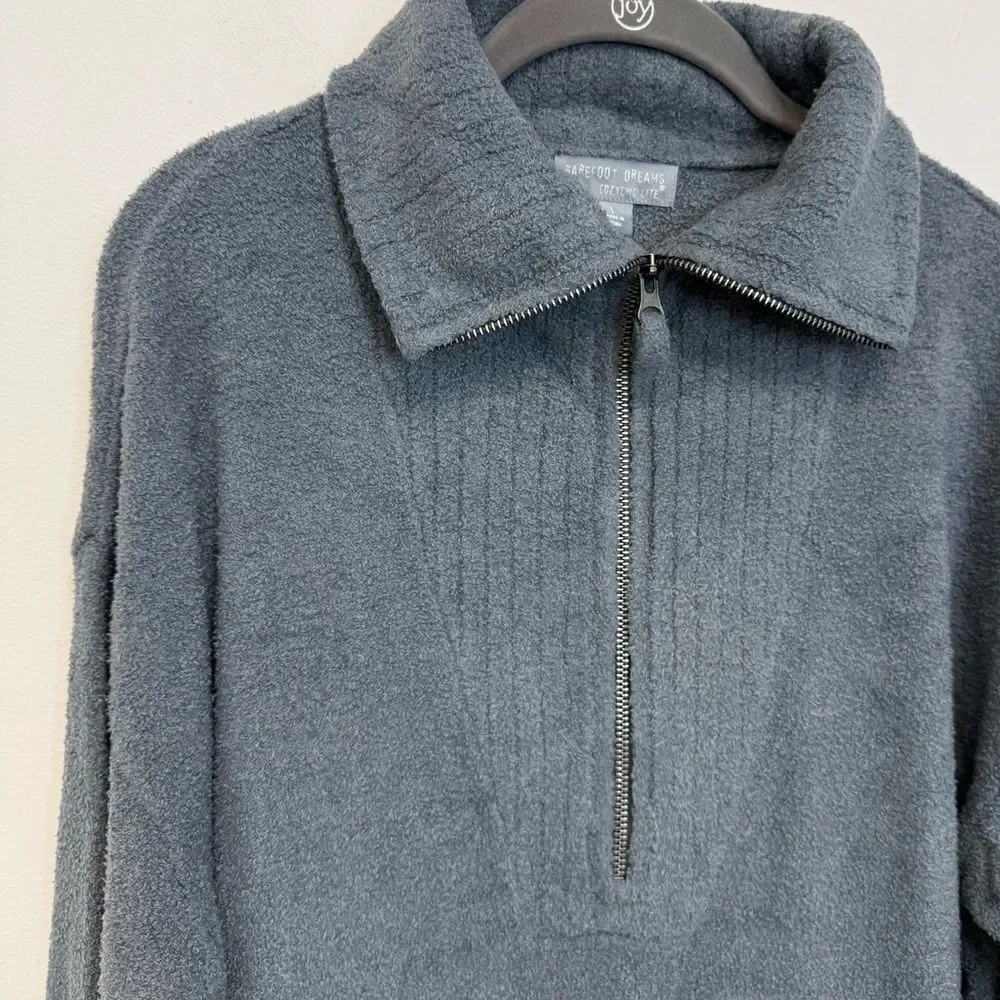 Barefoot Dreams Cozychic Lite Blue Gray Half Zip Tunic Sweater Women’s Large